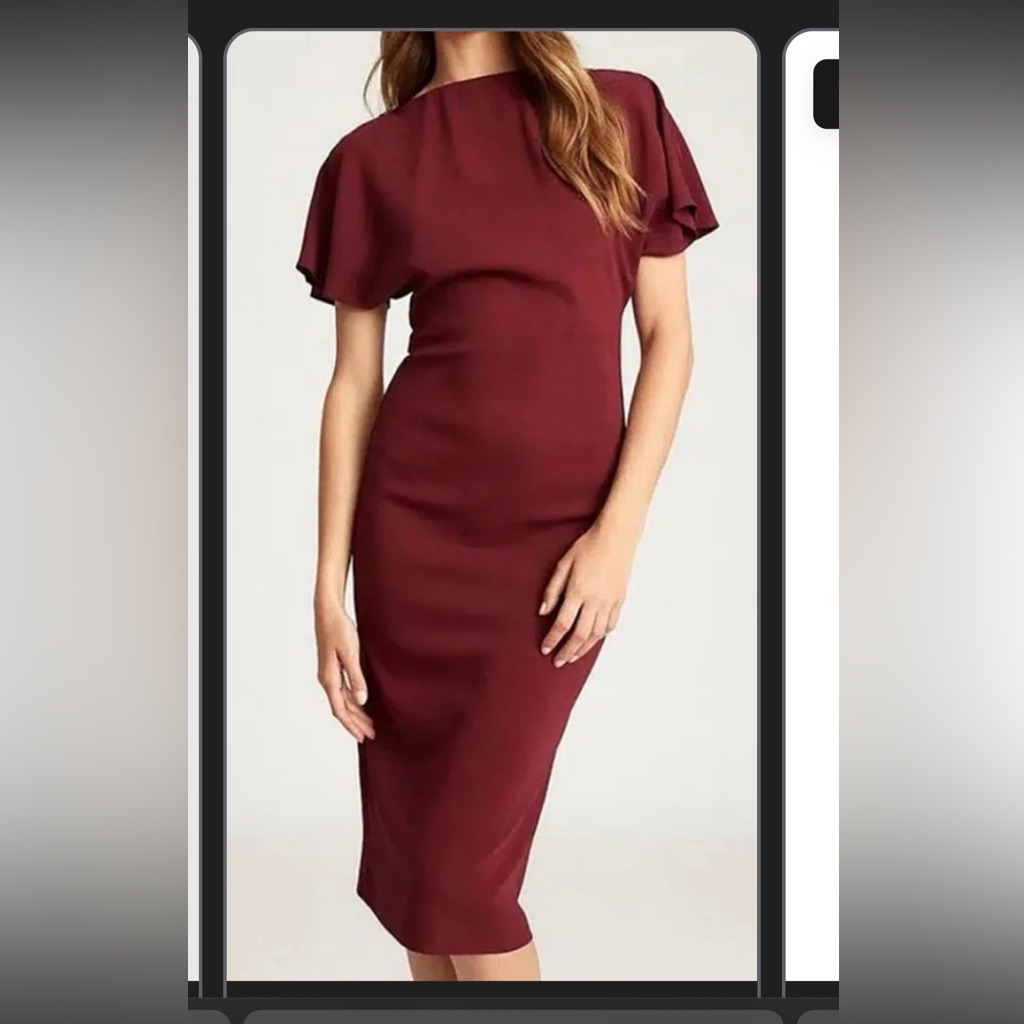 Elegant Burgundy Dress By Reiss Size 2